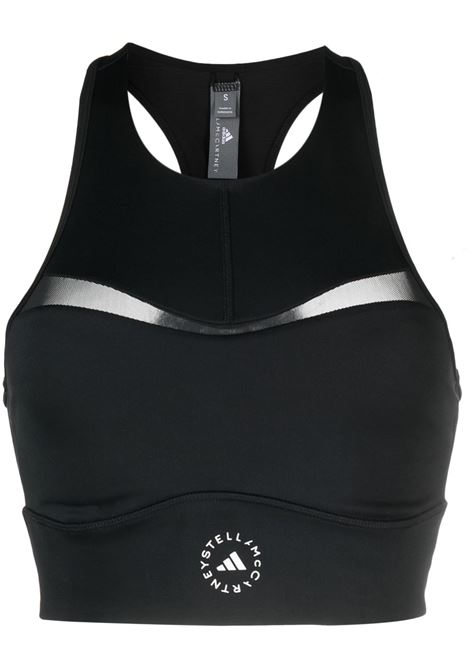 Top crop sportivo in nero - donna